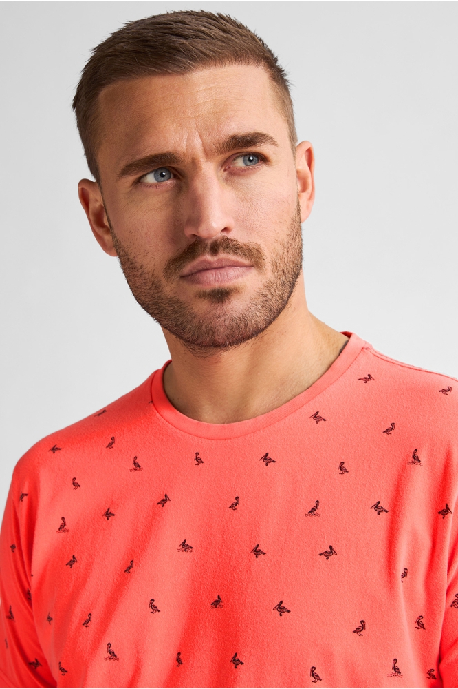 T SHIRT MET ALLOVER PRINT TSR118 3099 Fiery Coral